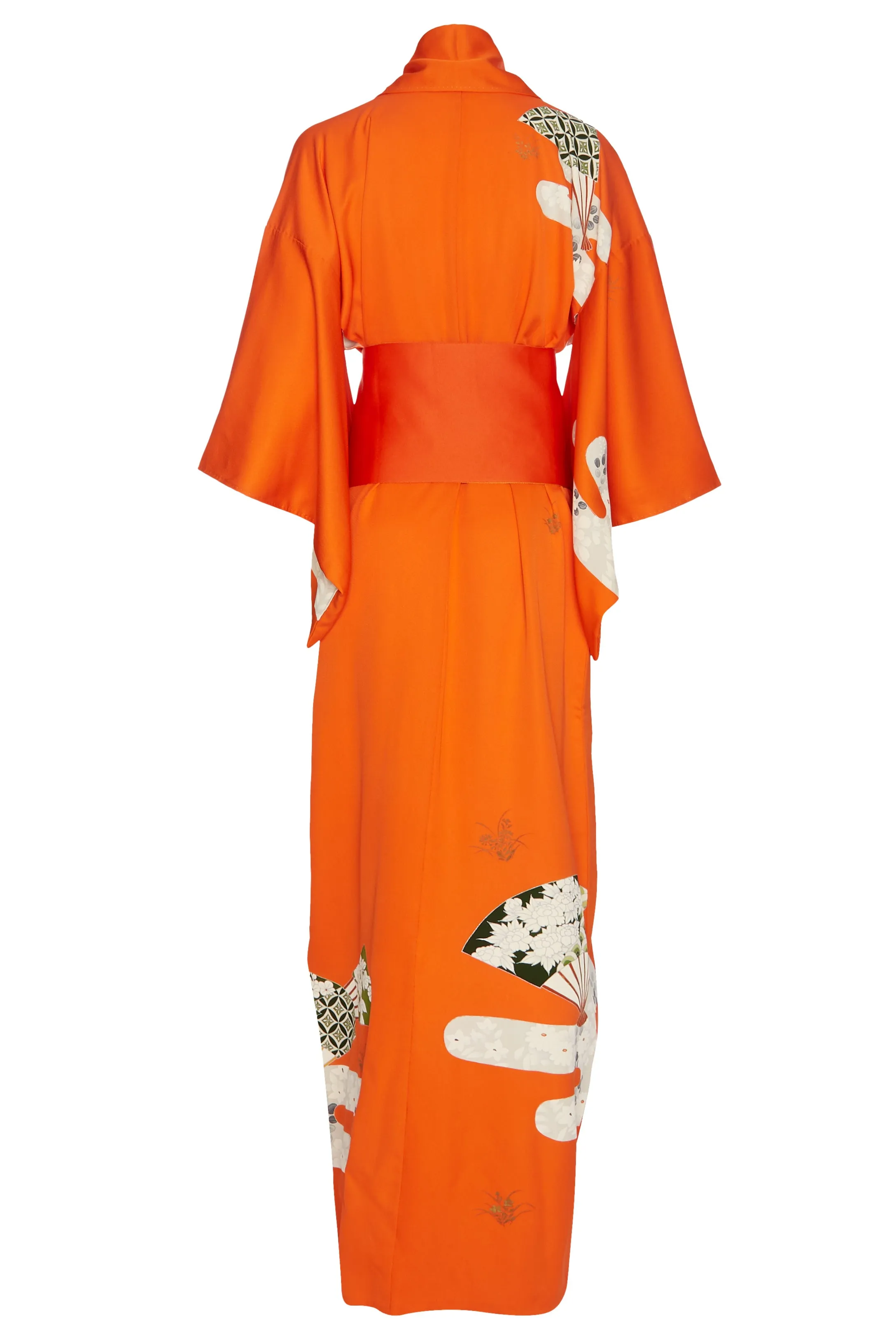 1970s Japanese Red Silk Kimono with Sash