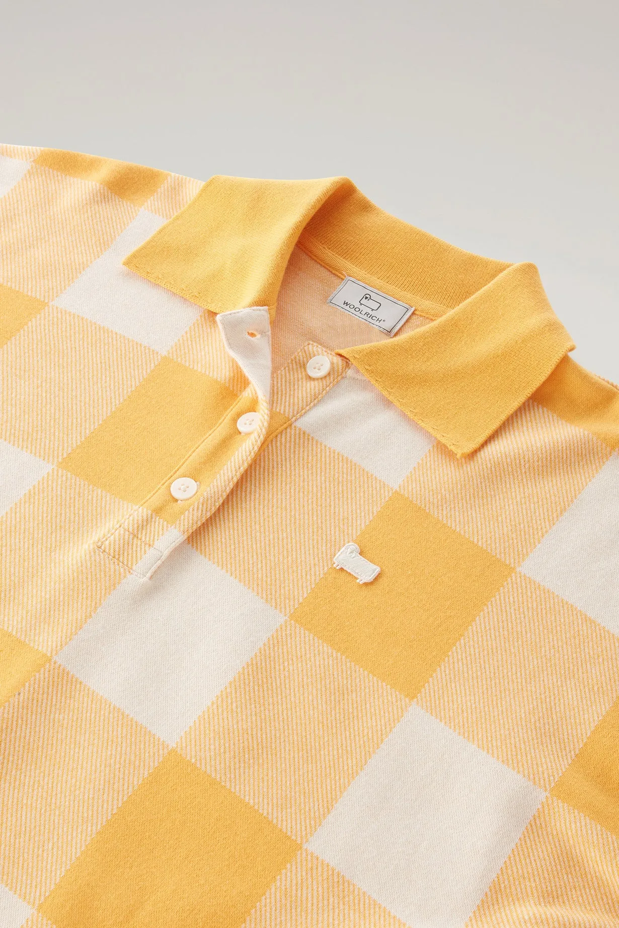 American Check Polo in Yarn-Dyed Stretch Cotton Blend FIRE YELLOW BUFFALO