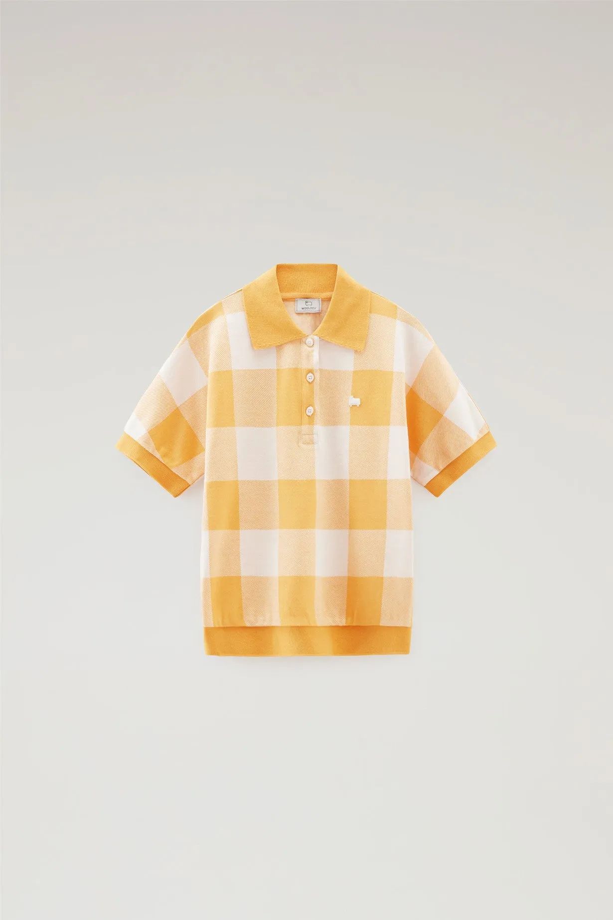 American Check Polo in Yarn-Dyed Stretch Cotton Blend FIRE YELLOW BUFFALO