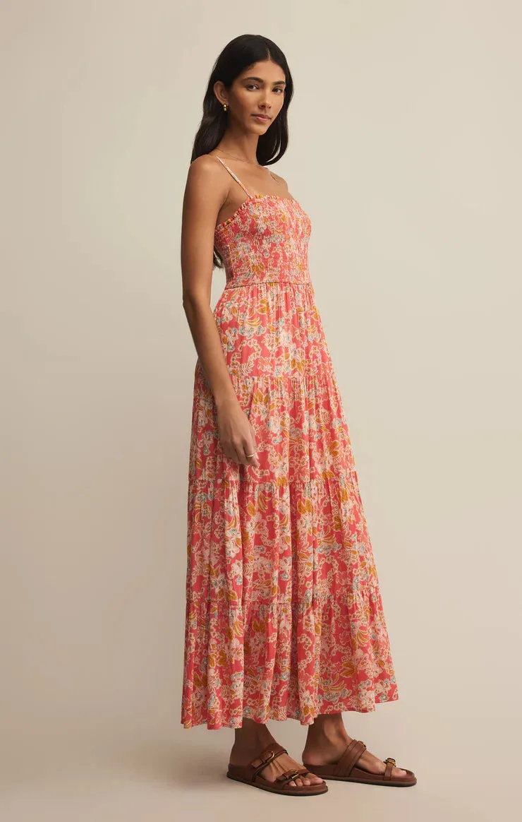 Balos Jardin Floral Midi Dress Persimmon