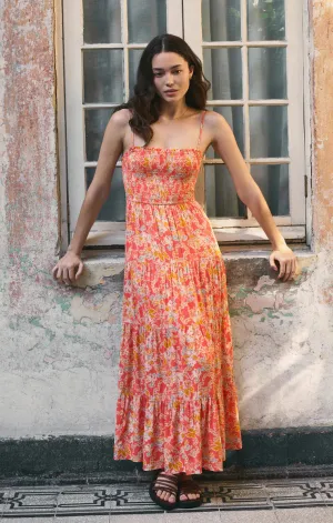Balos Jardin Floral Midi Dress Persimmon