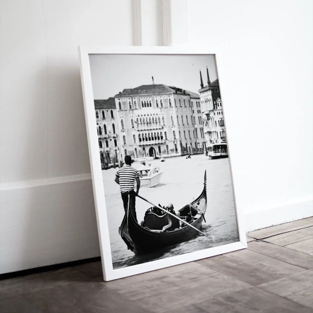 Black And White Venice Poster PRINTABLE WALL ART, Venice Wall Art, Retro Travel Poster, Italy Travel Poster, Coastal Wall Decor, Venice Canal