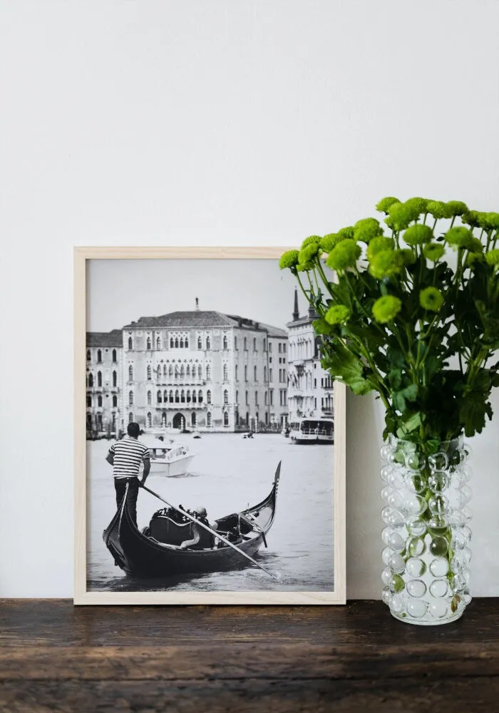 Black And White Venice Poster PRINTABLE WALL ART, Venice Wall Art, Retro Travel Poster, Italy Travel Poster, Coastal Wall Decor, Venice Canal