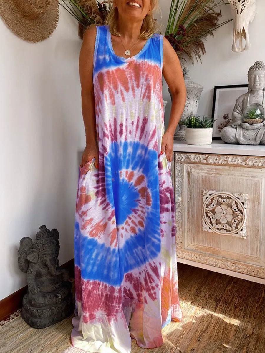 Bohemian Loose Casual Tie Dye Dress