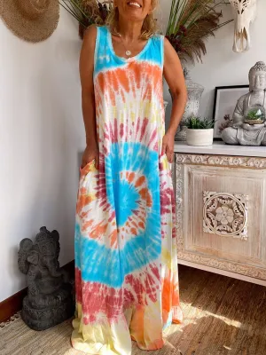 Bohemian Loose Casual Tie Dye Dress