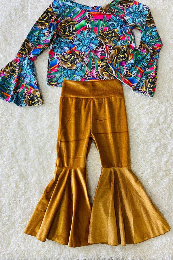 Brown velvet bell bottoms DLH2538