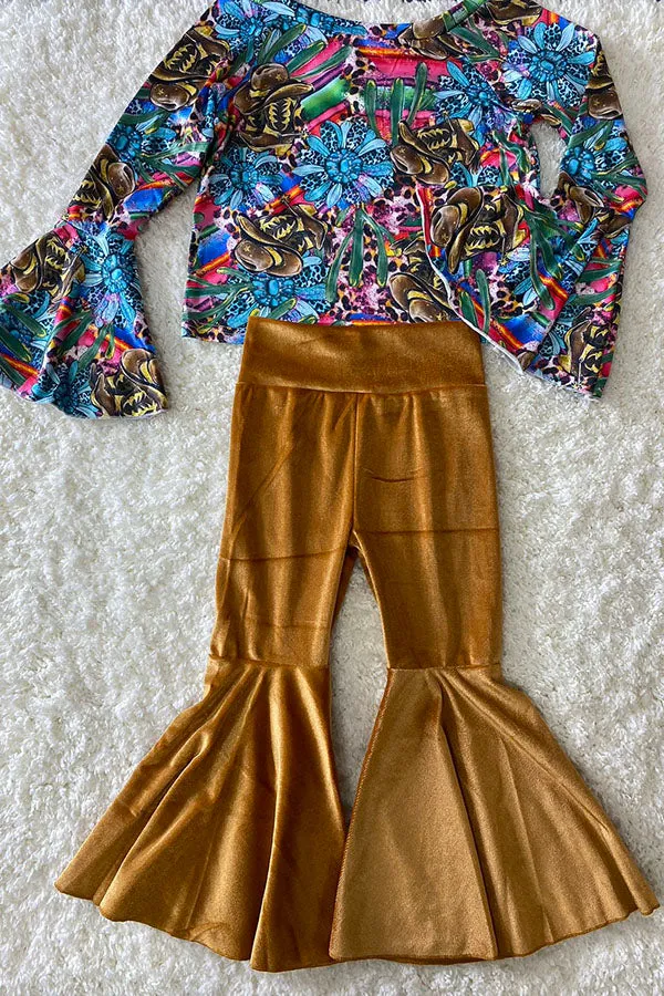 Brown velvet bell bottoms DLH2538
