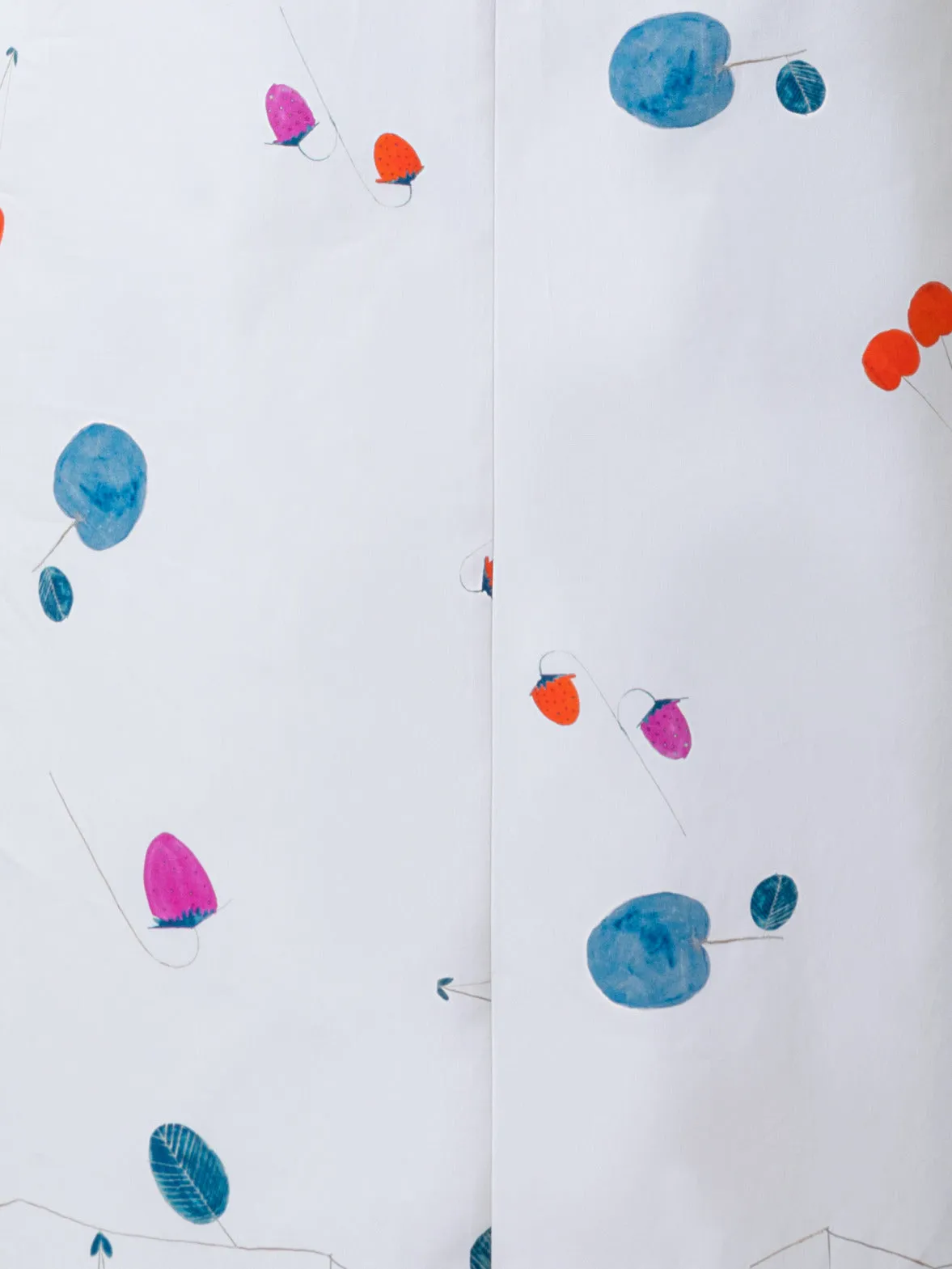 Cotton Midi Shirt Dress with Fruits Print