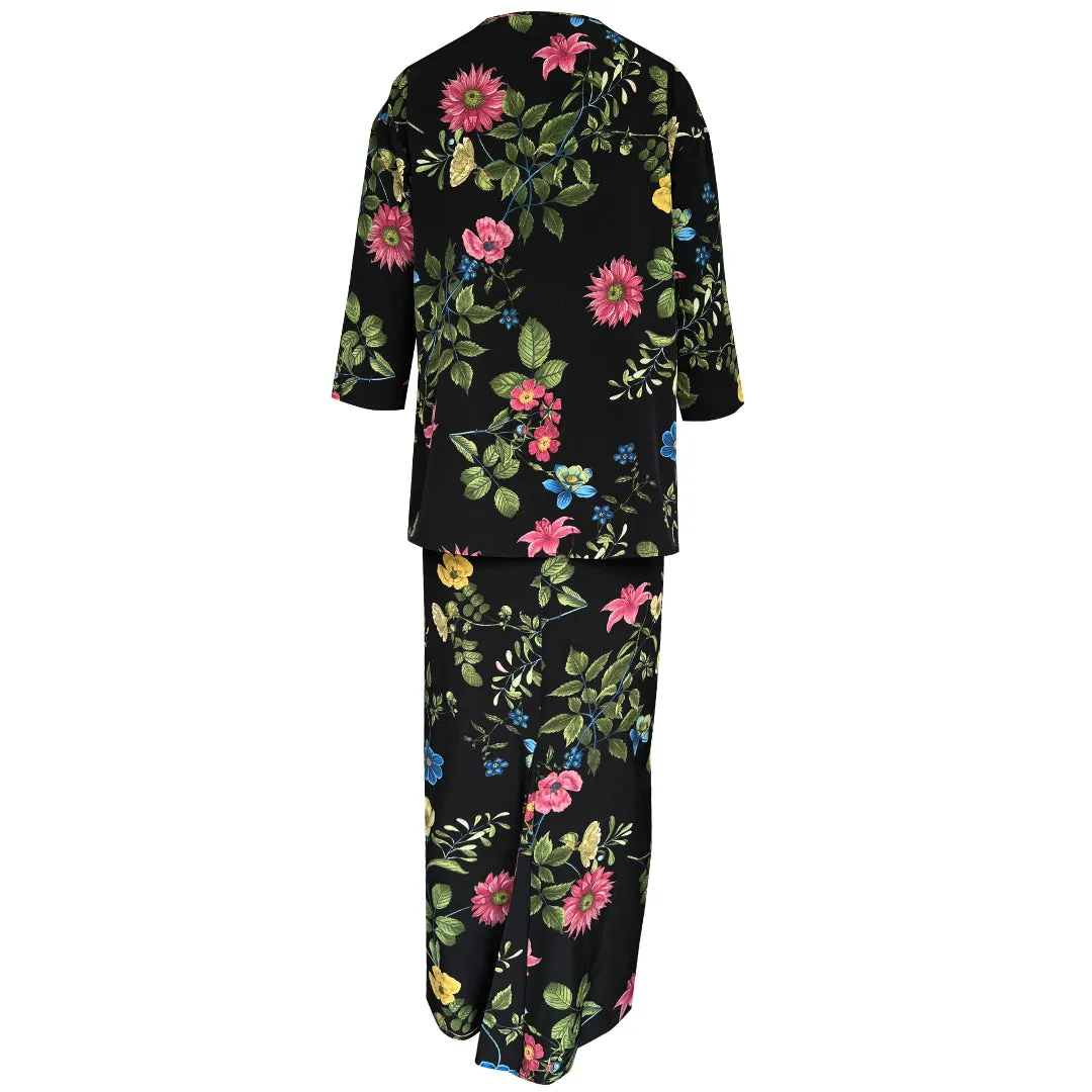 Danni Satin Kurung Set - Black