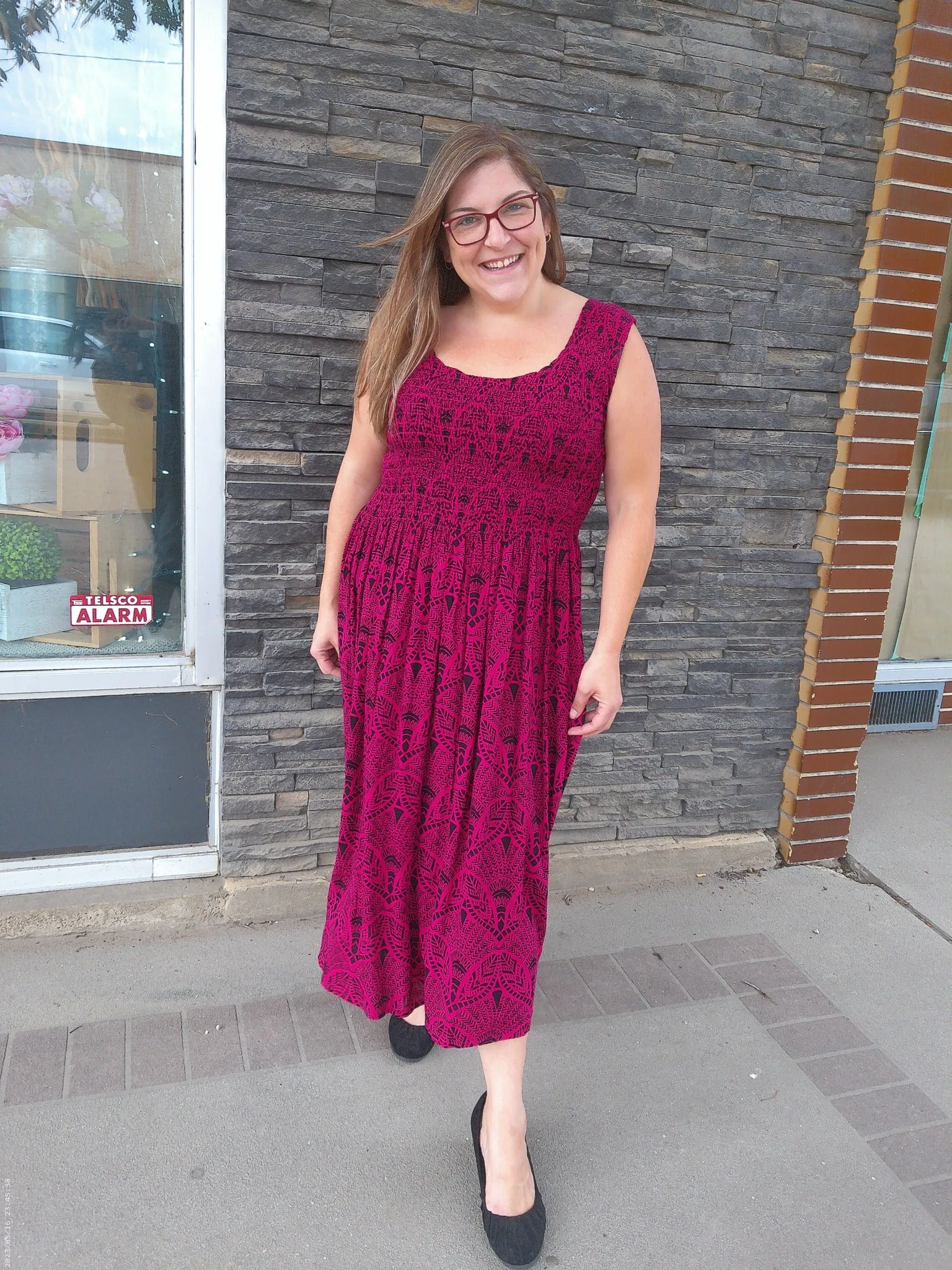 Dress Fuschia Black Pink Pineapple