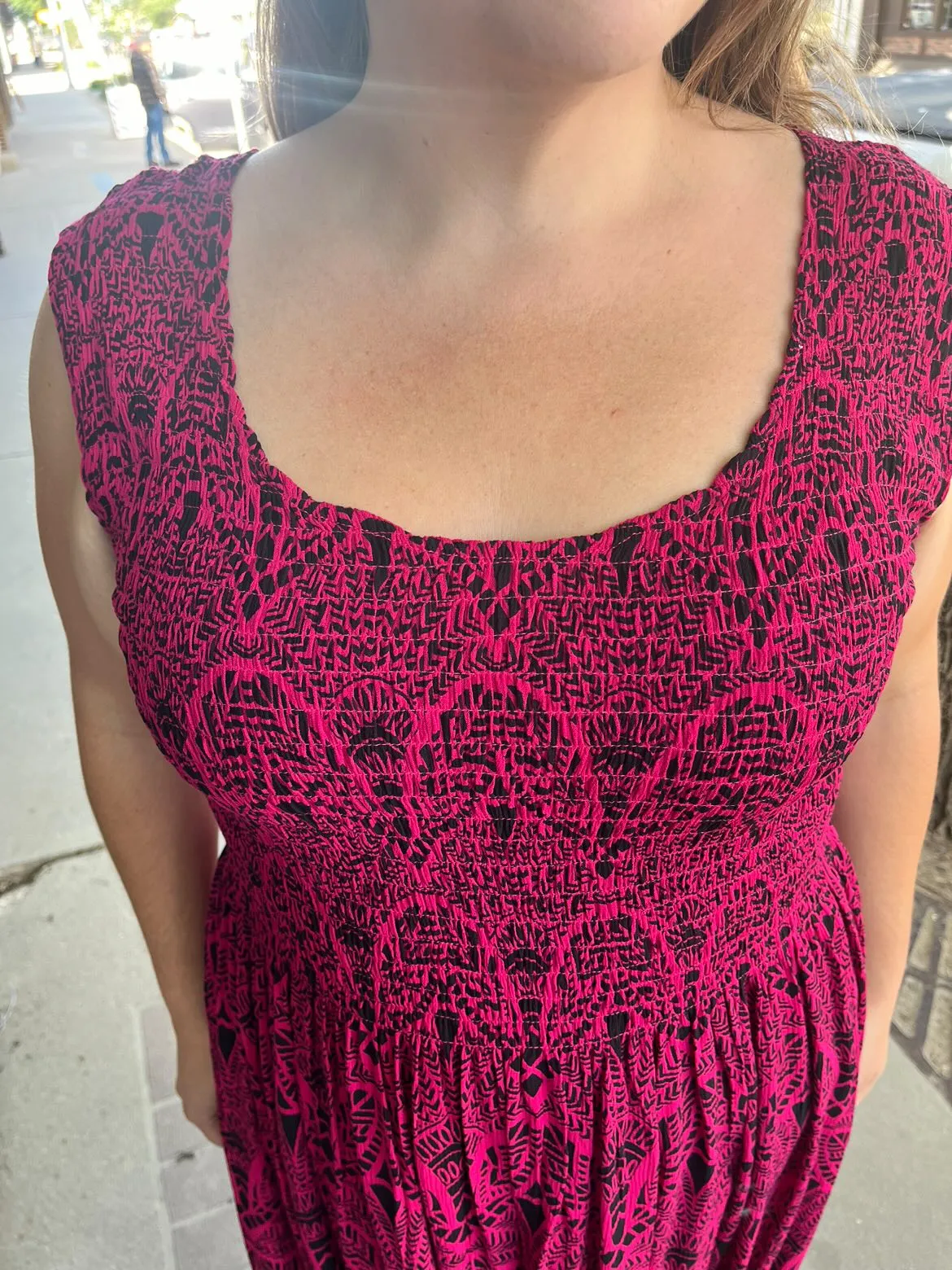 Dress Fuschia Black Pink Pineapple