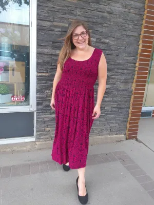 Dress Fuschia Black Pink Pineapple