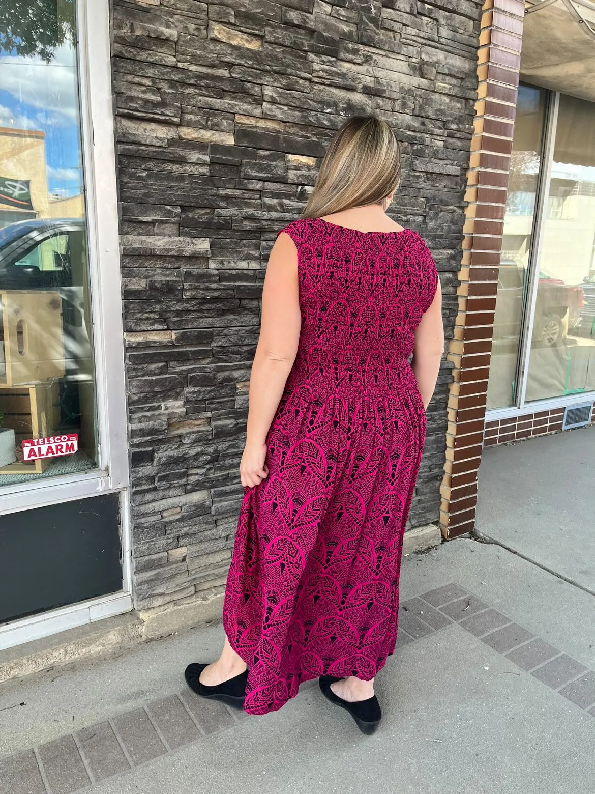 Dress Fuschia Black Pink Pineapple