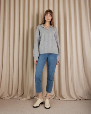 Etienne Cable Knit Jumper - Grey Marle