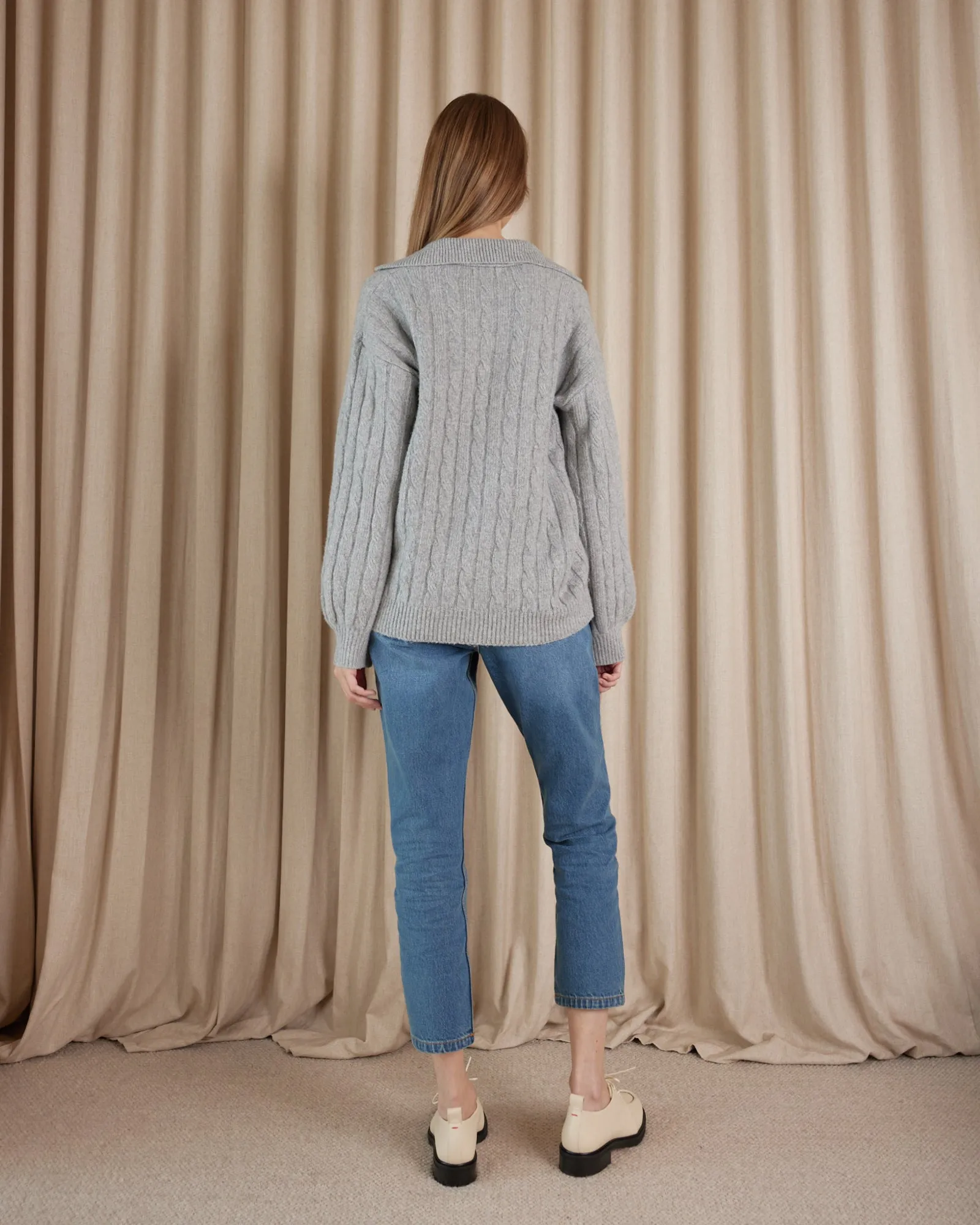 Etienne Cable Knit Jumper - Grey Marle