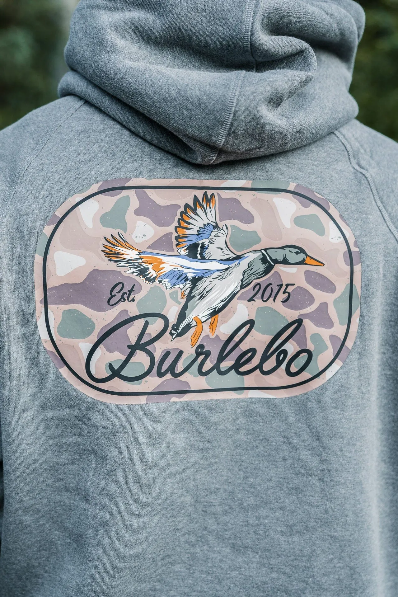 Fleece Hoodie - Ducks Flying In - Dark Heather Grey