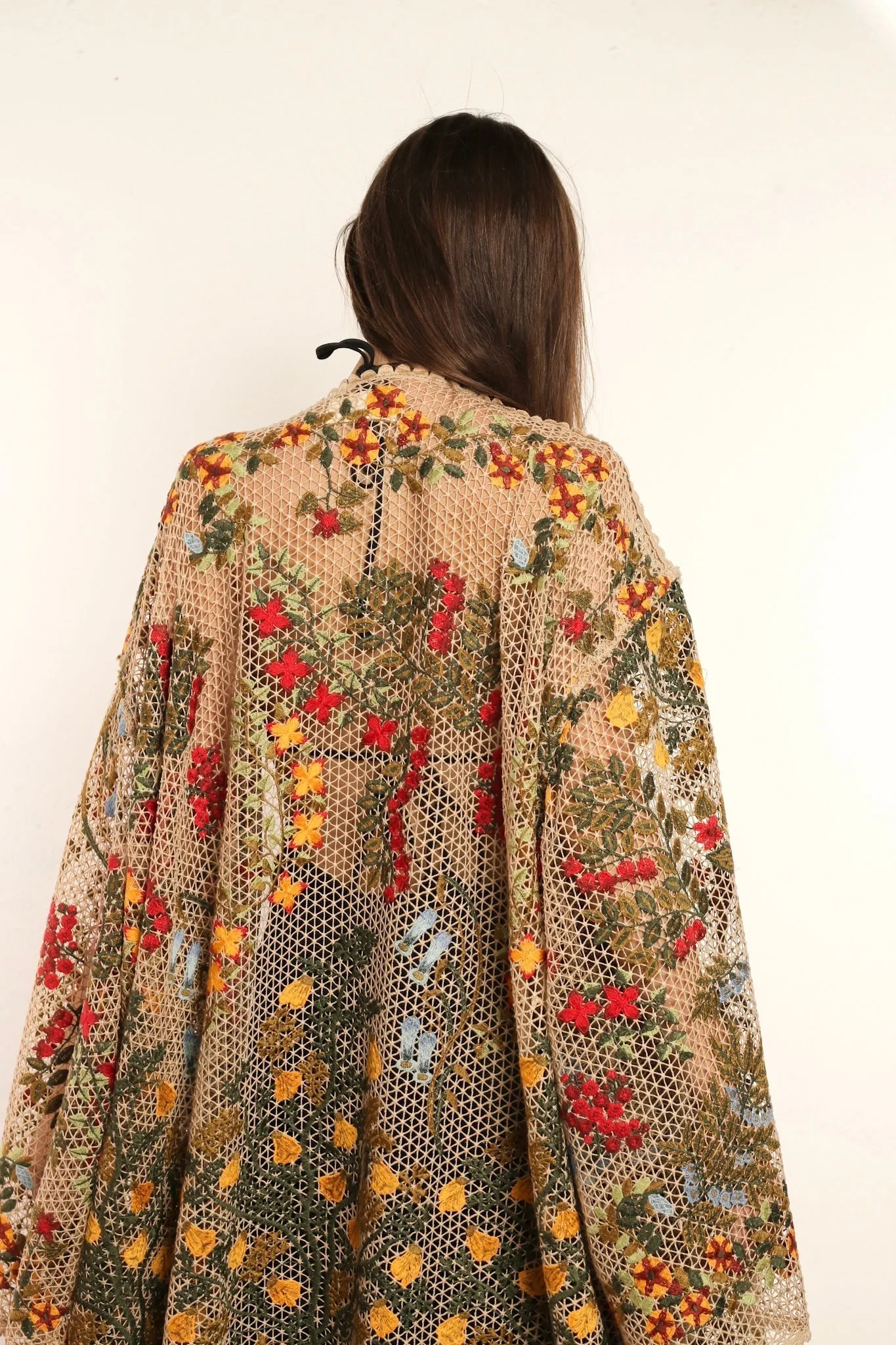 FLOWER COTTON LACE EMBROIDERED KIMONO