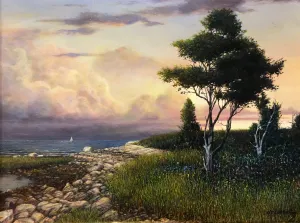 GOLDEN LIGHT OFF BASSETT'S ISLAND by Roderick O'Flahety - Realism Painting