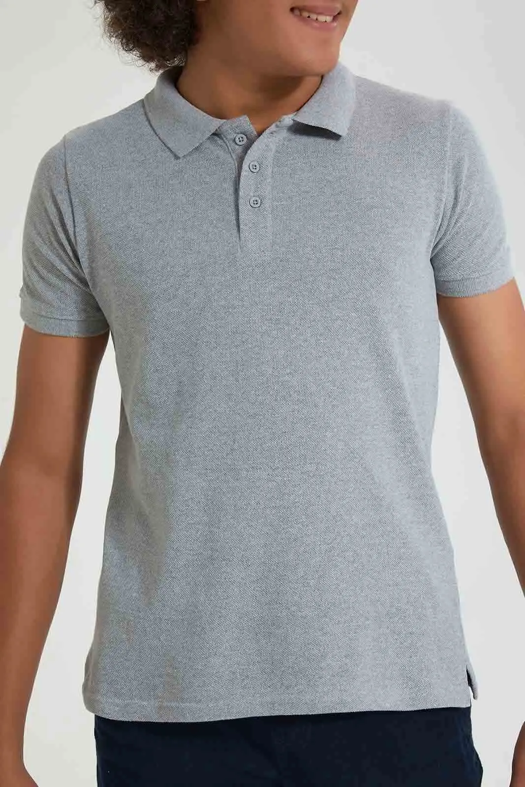 Grey Mel Basic Polo