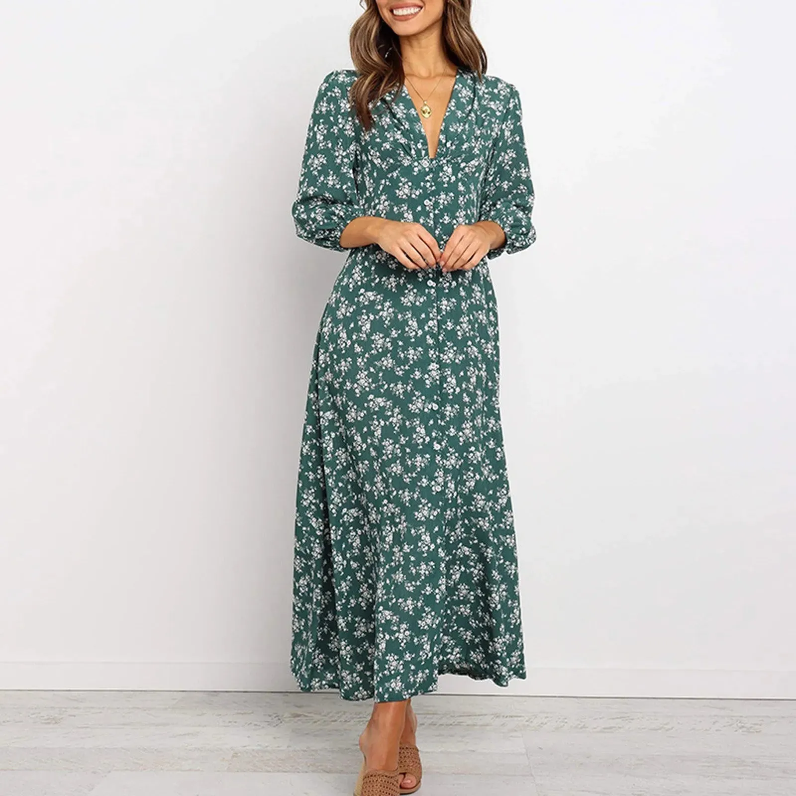 Isavela  V-Neck Floral Maxi Dress