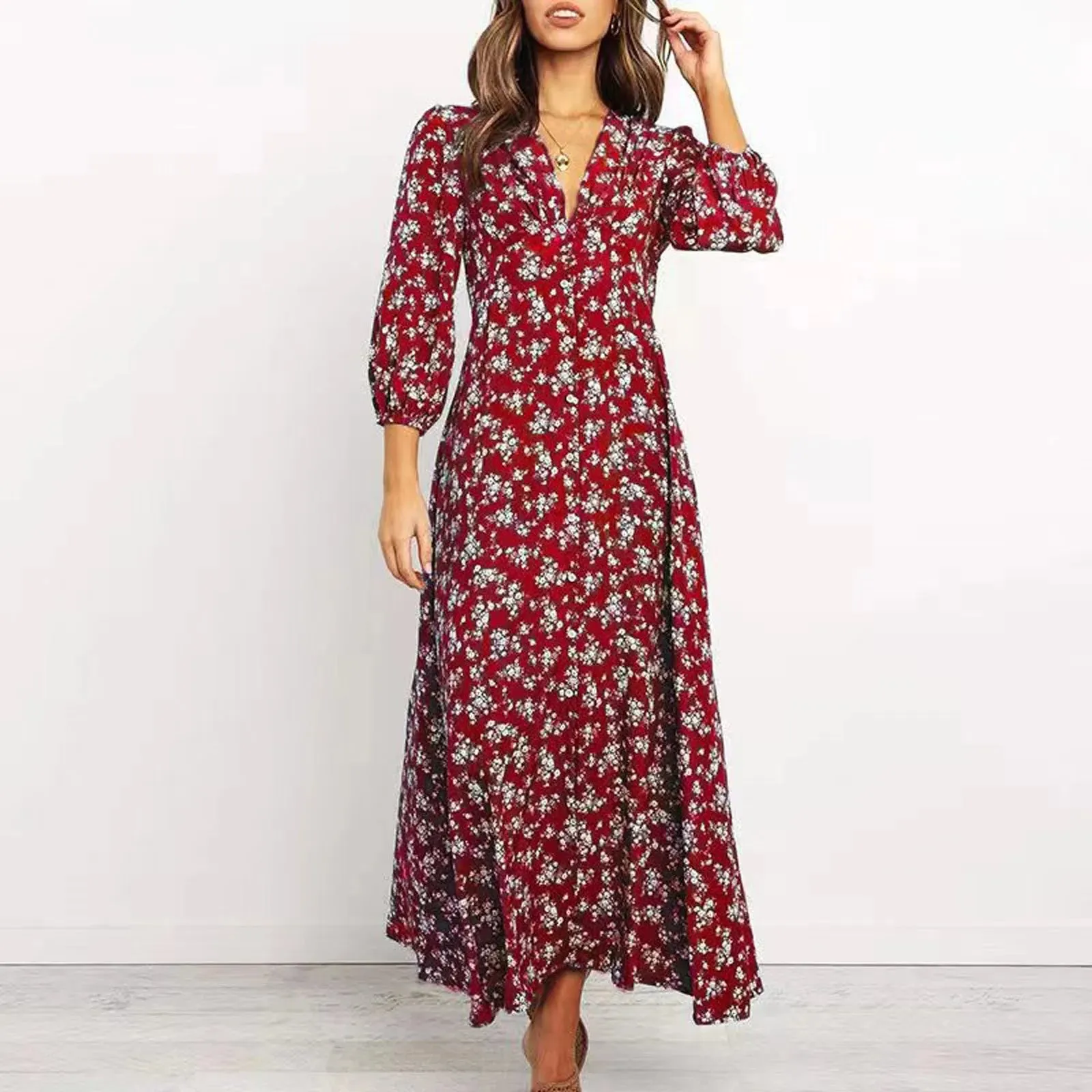 Isavela  V-Neck Floral Maxi Dress