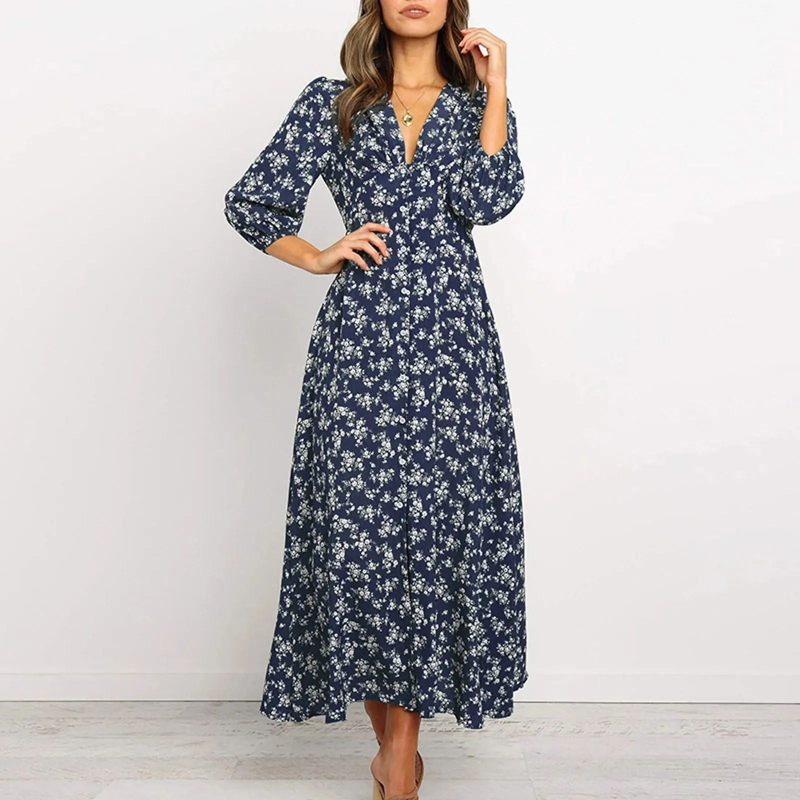 Isavela  V-Neck Floral Maxi Dress