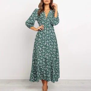 Isavela  V-Neck Floral Maxi Dress