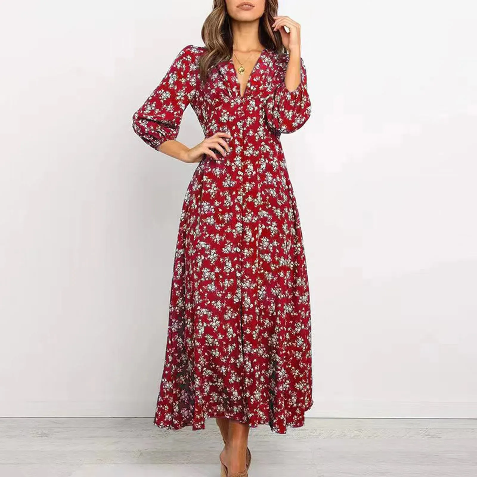 Isavela  V-Neck Floral Maxi Dress