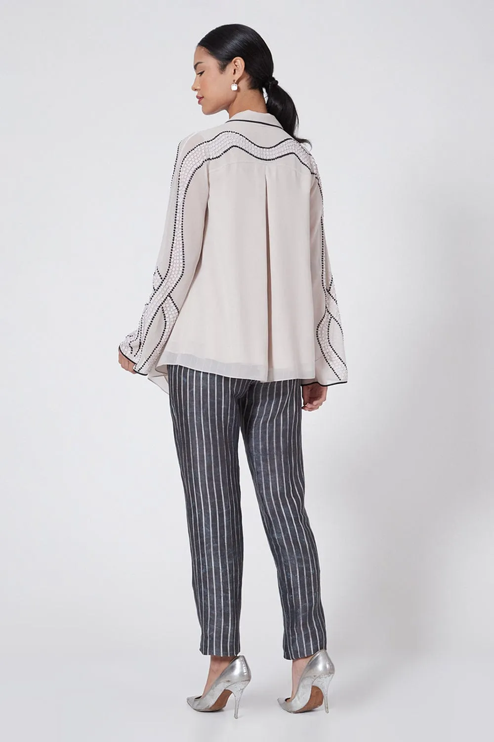 Light Taupe Embroidered Top