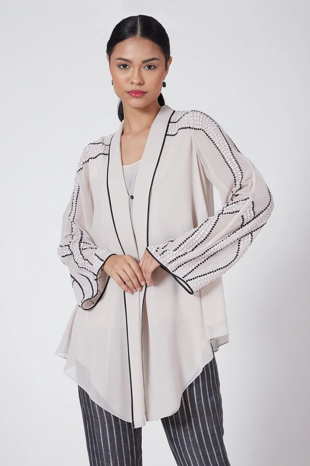 Light Taupe Embroidered Top