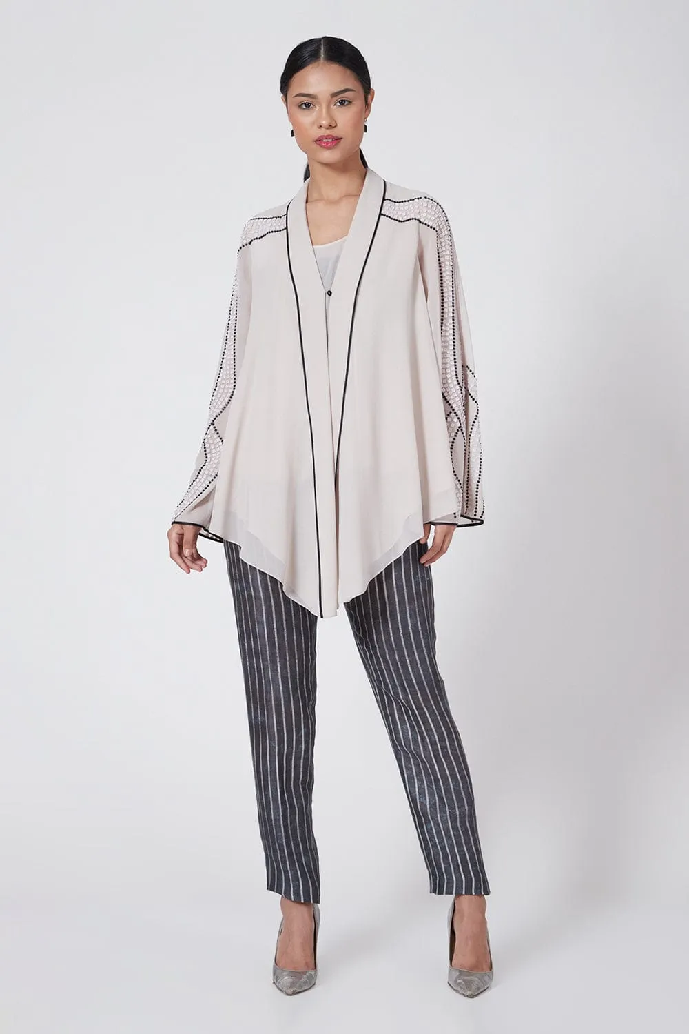 Light Taupe Embroidered Top
