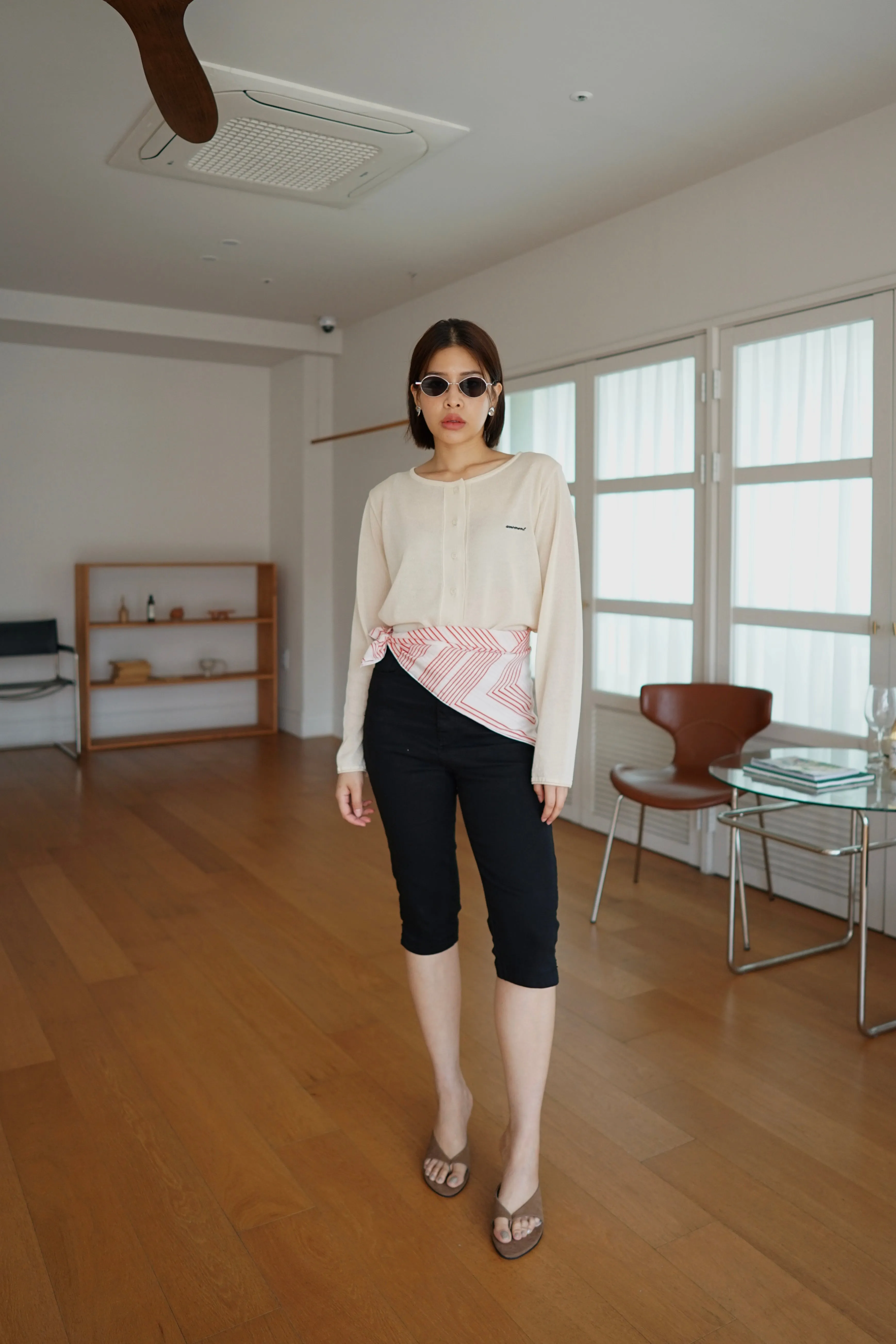 lightweight round neck cardigan