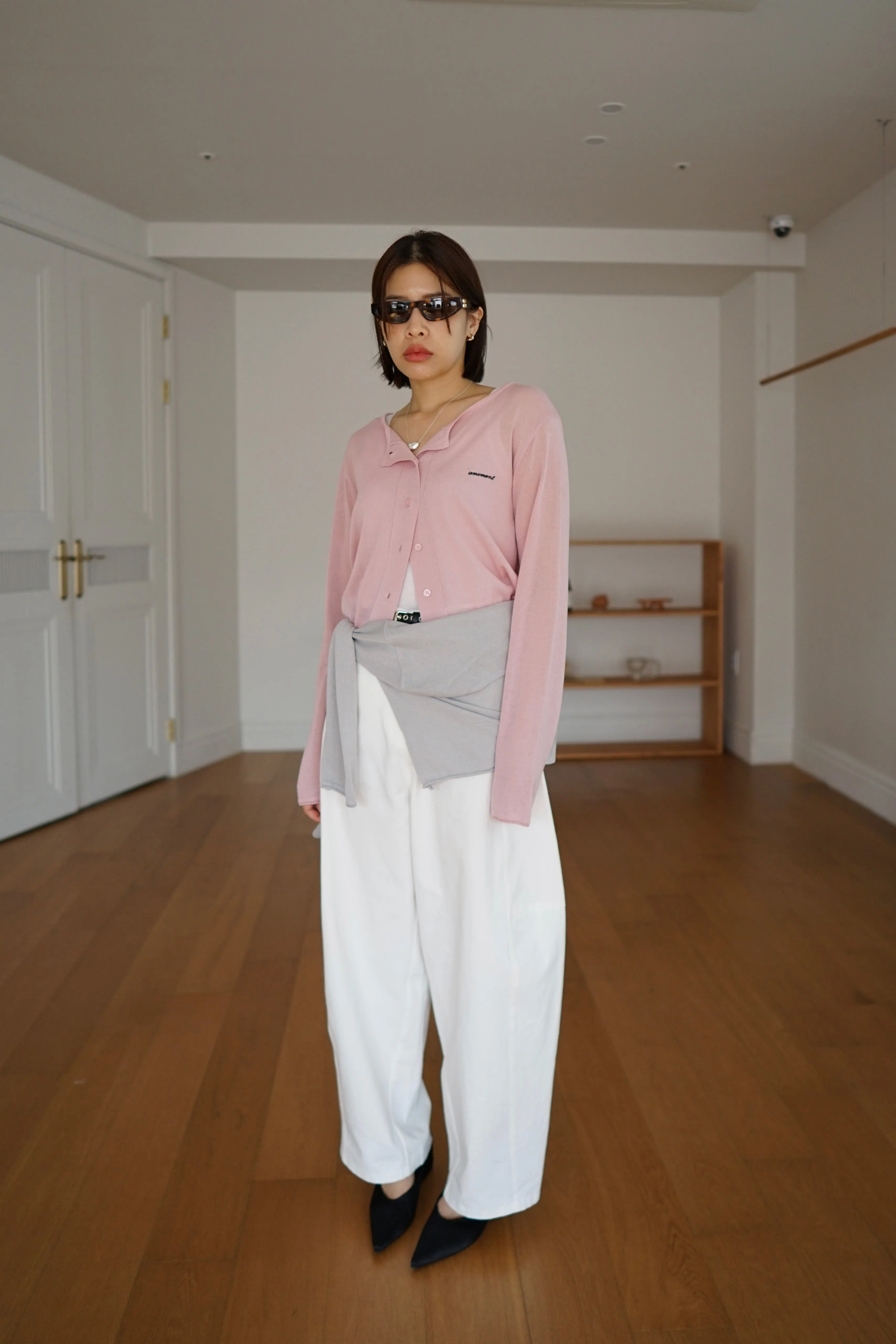 lightweight round neck cardigan