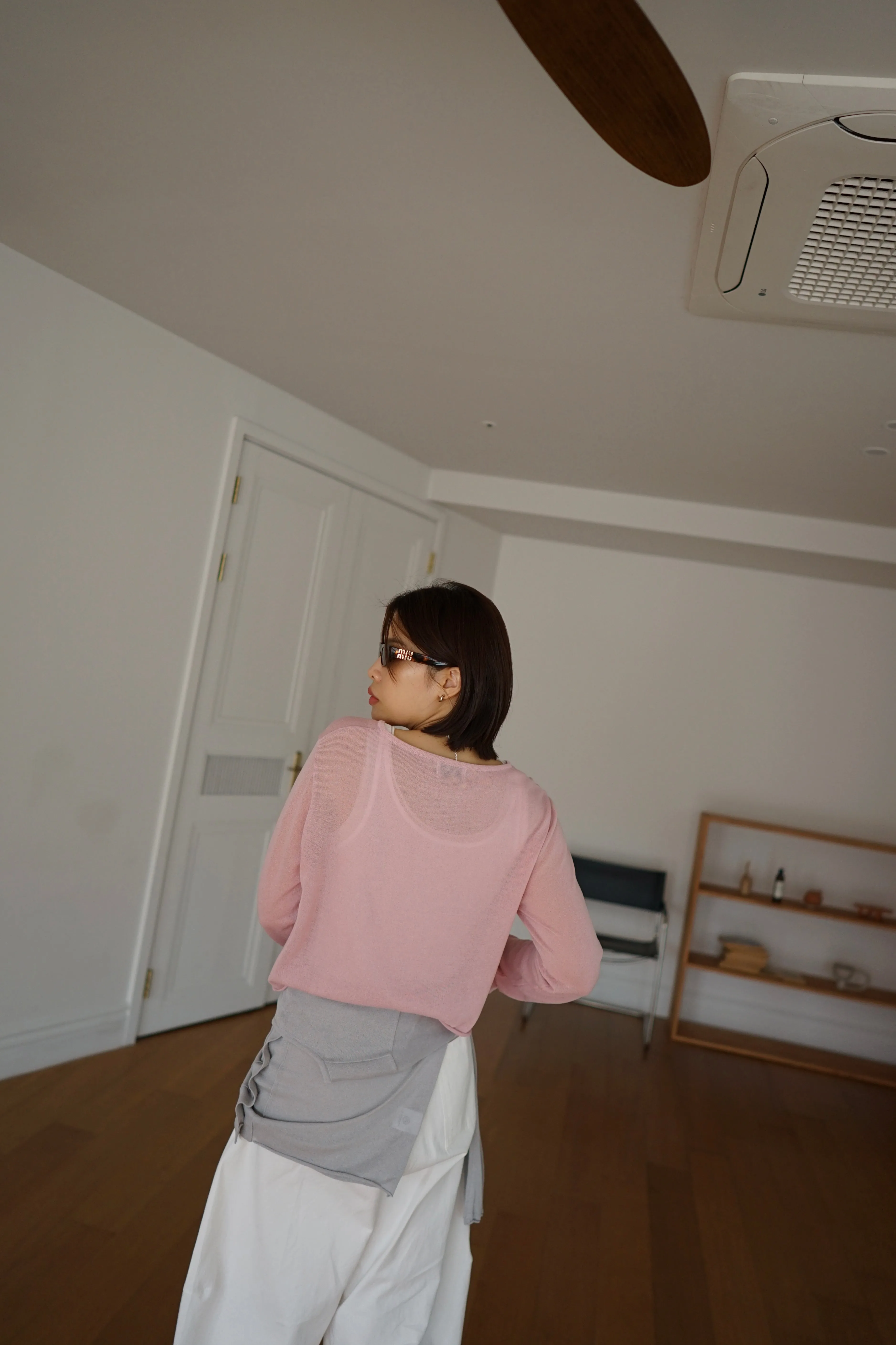lightweight round neck cardigan