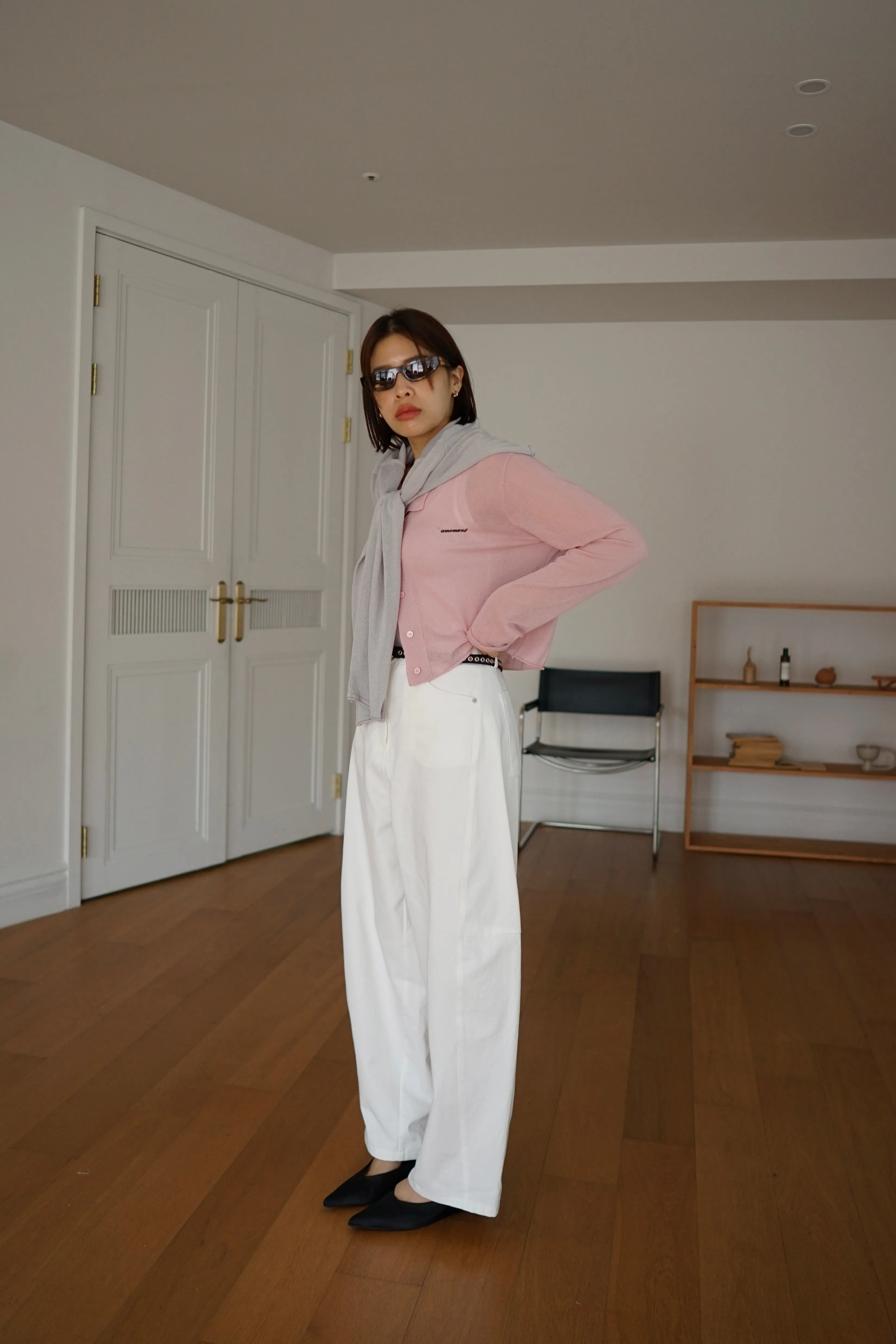 lightweight round neck cardigan
