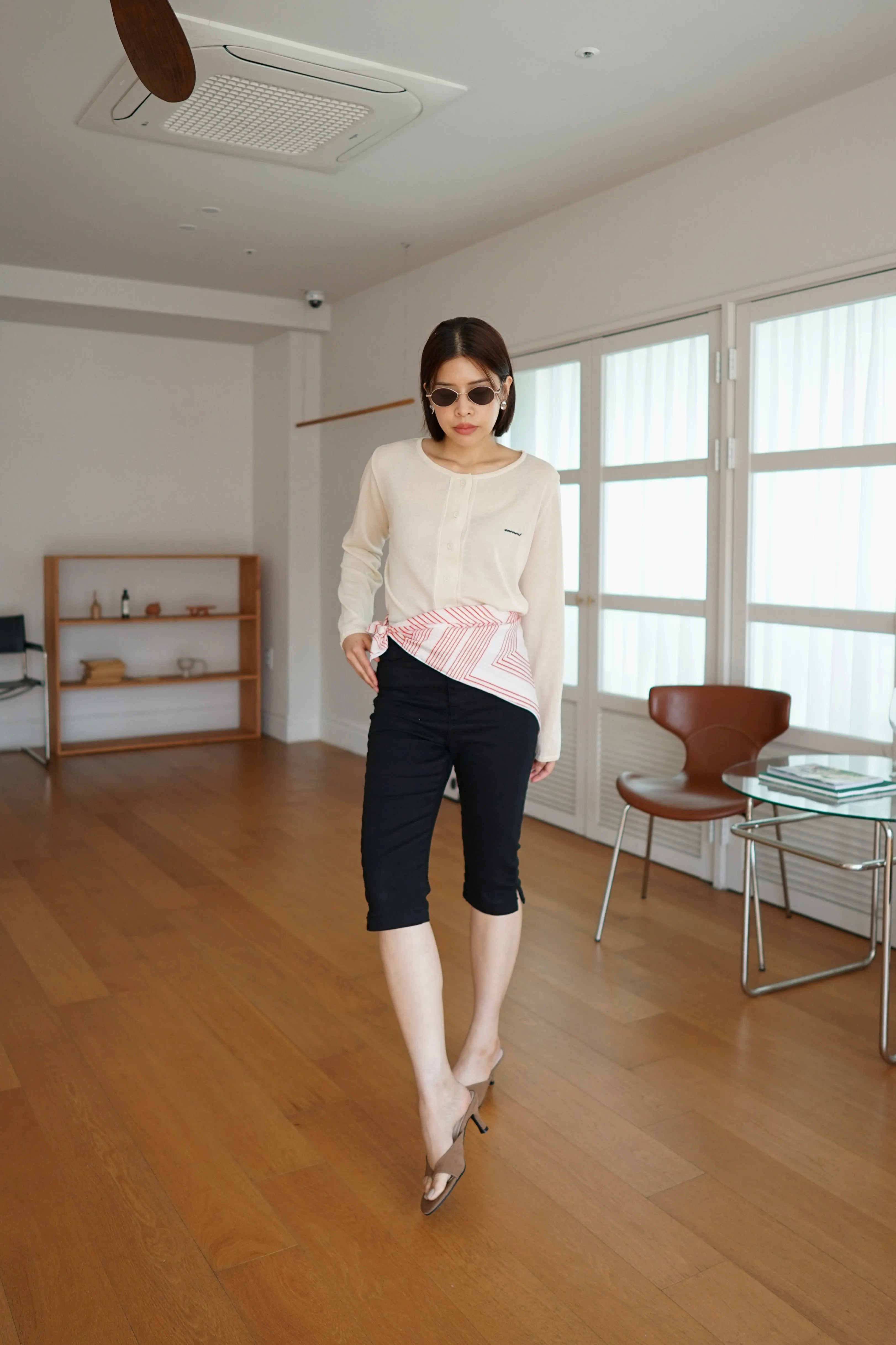 lightweight round neck cardigan
