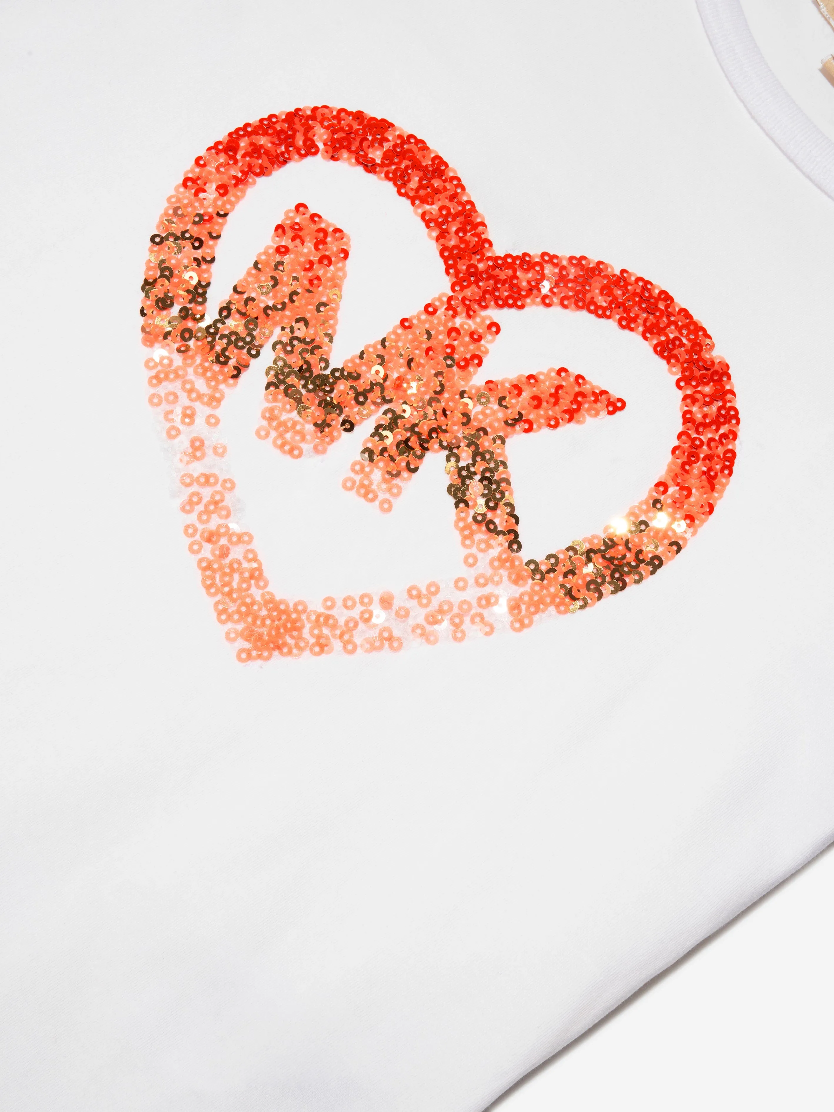 Michael Kors Girls Sequin Heart Logo T-Shirt in White