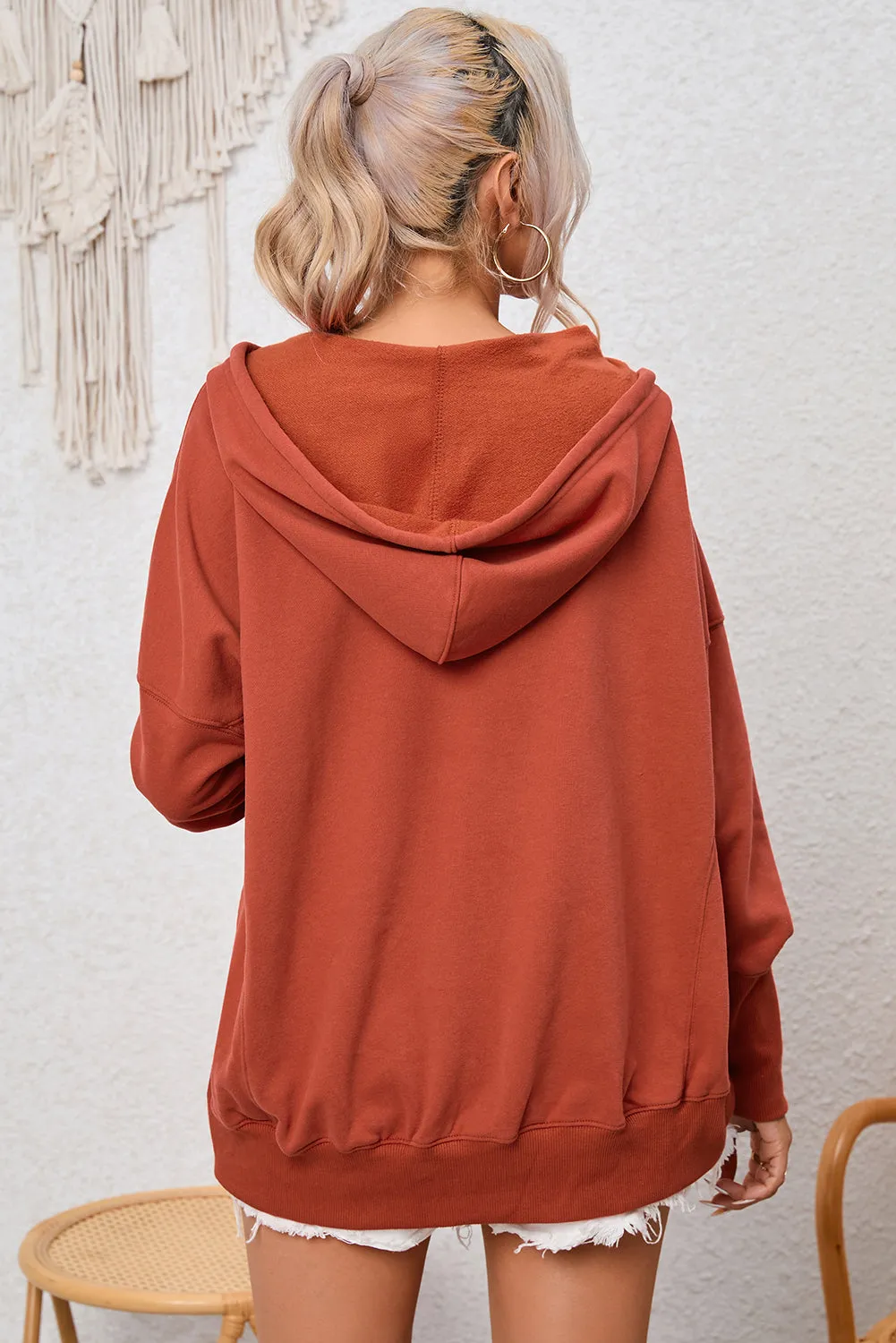 Nsquared Dropped Shoulder Buttoned Hoodie