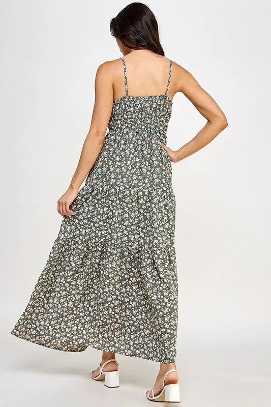 Olive Floral Maxi Dress