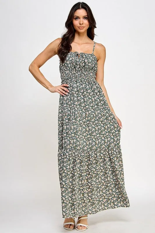 Olive Floral Maxi Dress