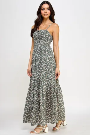 Olive Floral Maxi Dress