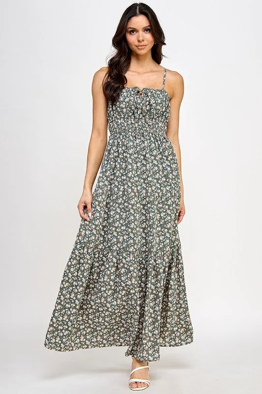 Olive Floral Maxi Dress