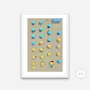 Pastel Aerial Beach Photography PRINTABLE WALL ART, Beach Umbrella, Coastal Wall Art, Neutral Wall Art, Beach Picture, Beach Aerial Print