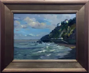 "Coastal Cliffs" by Leonard Mizerek - Impressionist Coastal Oil Painting