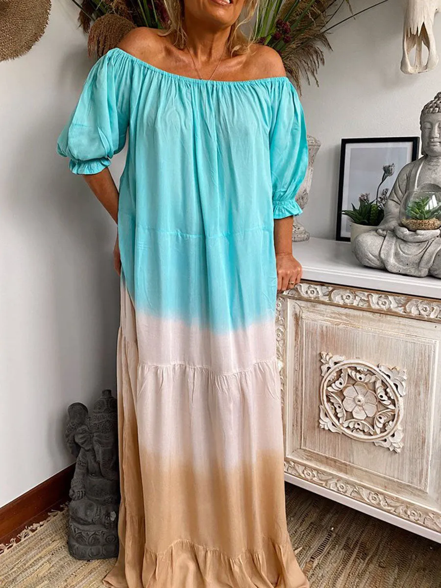 Retro Bohemian Loose Casual Tie Dye Dress