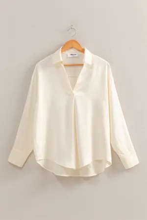 Sarah's Satin V-Neck Blouse