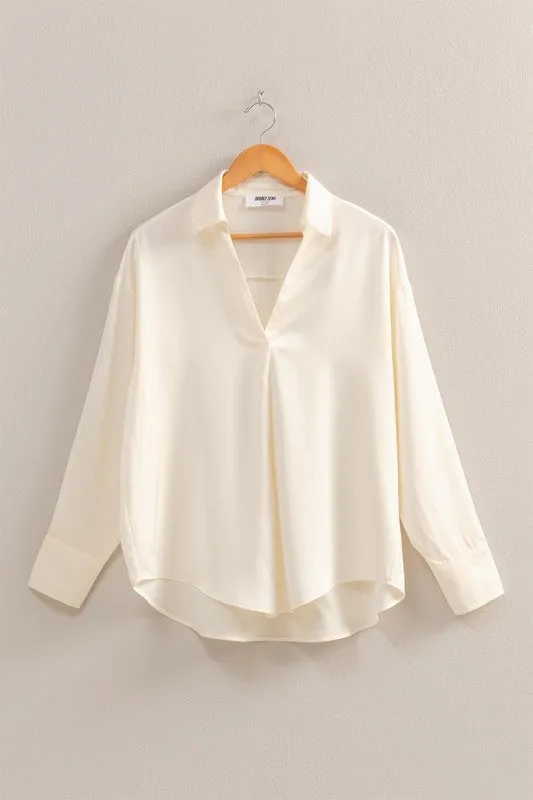 Sarah's Satin V-Neck Blouse
