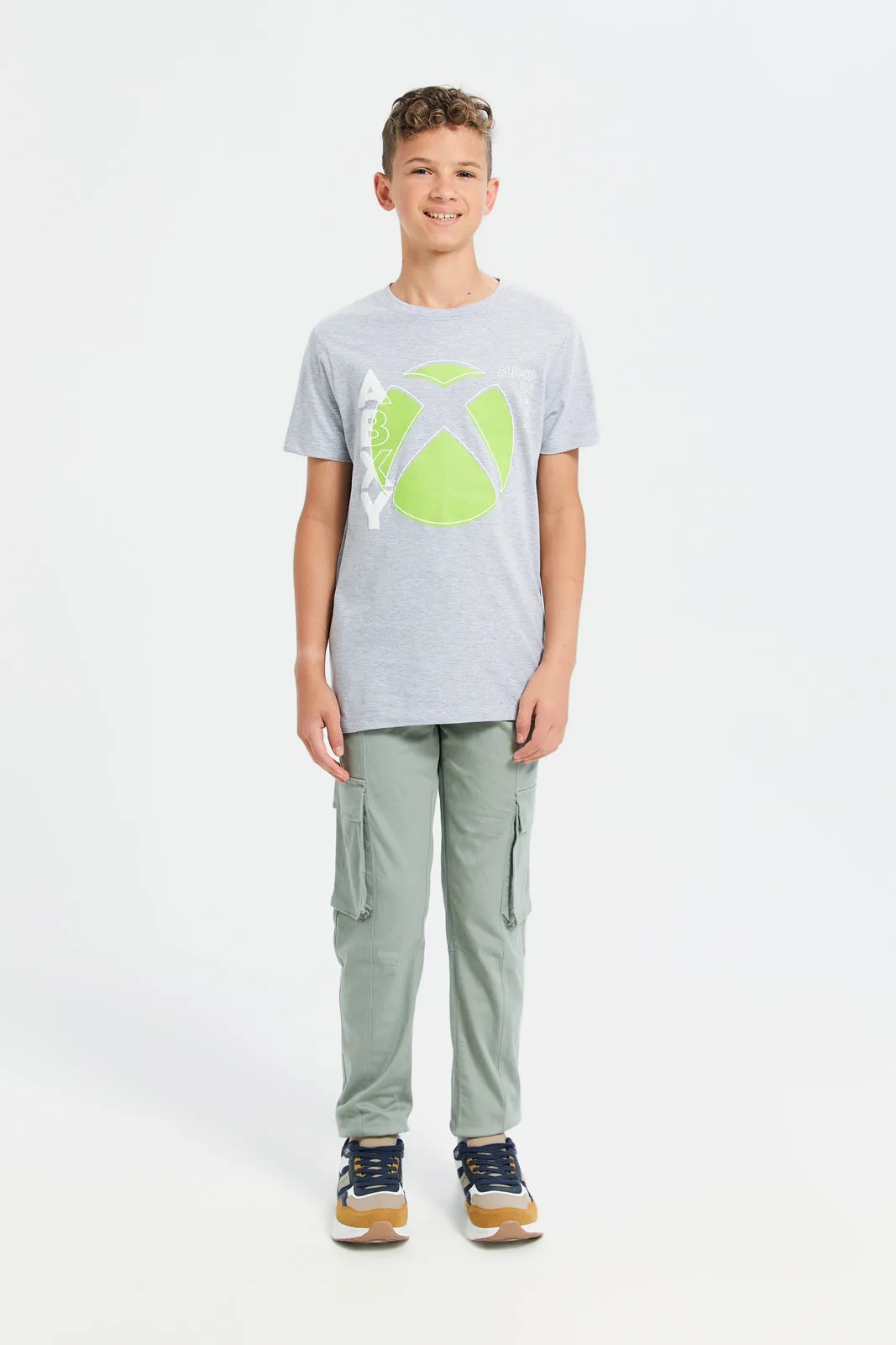 Senior Boys Grey Mel Xbox Printed T-Shirt
