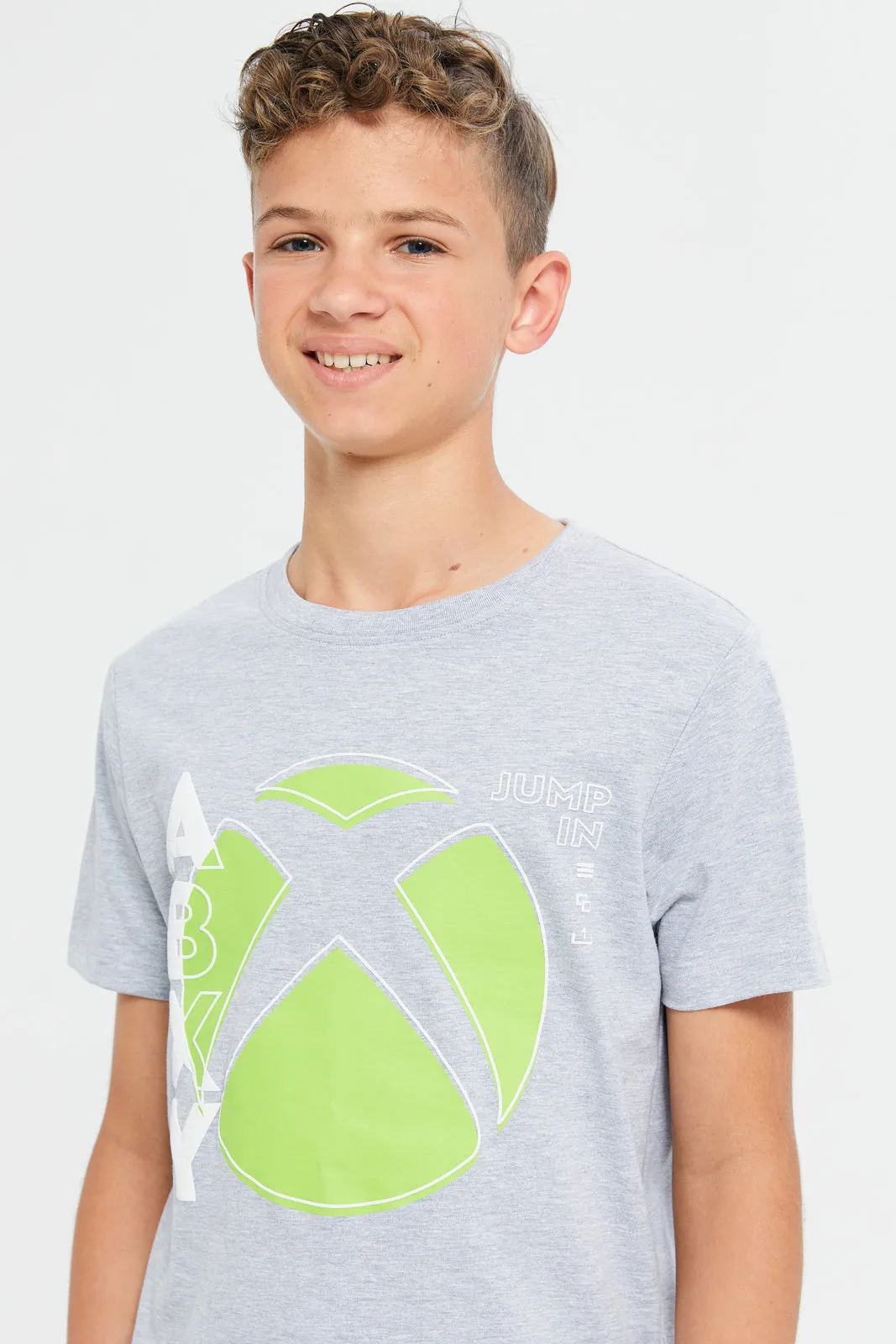 Senior Boys Grey Mel Xbox Printed T-Shirt