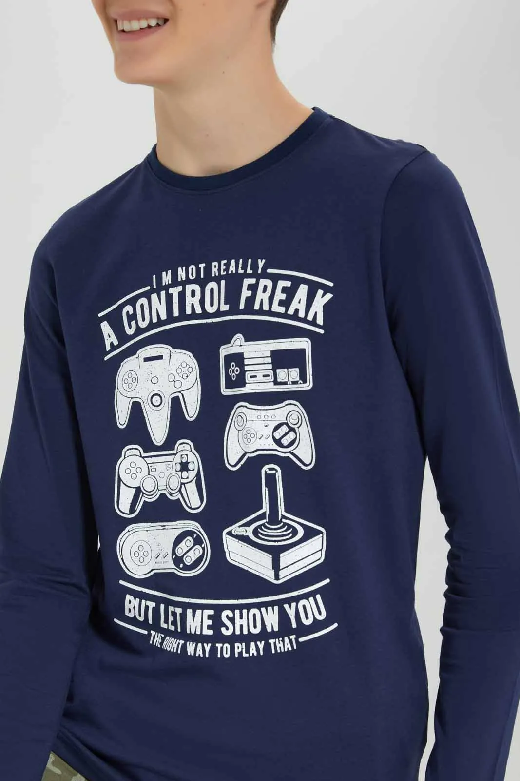 Senior Boys Navy Gaming T-Shirt